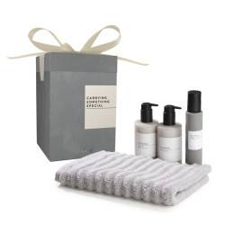 Coffret Cadeau de luxe Athene – Spray d’intérieur, savon mains, lotion et serviette d’invité | Mylène 