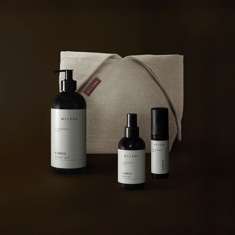 Kairos Shower Moment – coffret de soin avec gel douche, huile corporelle et spray déodorant | Mylène