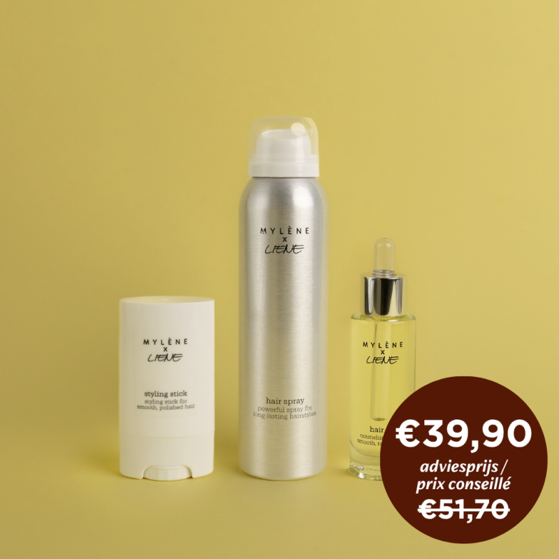 Mylène x Liene Great Hair Styling Set – Hair Oil, Styling Stick et Hair Spray | Mylène